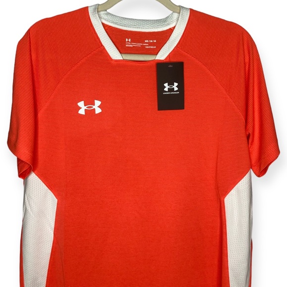 Under Armour UA Mens M Match 2.0 Jersey Heatgear Heat Gear Sports Orange White - Picture 4 of 9